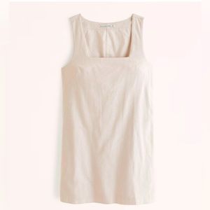 Abercrombie Linen Blend Wide Strapped Mini Dress With Pockets